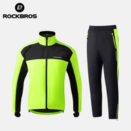 ROCKBROS Cycling Clothing Set Winter Thermal Windproof Sports Jersey Sets Outdoor Sport Jacket Pant Fleece Suit Sportswear