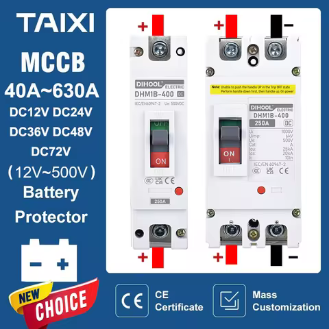 DC 12V 24V 48V 72V MCCB 250A Moulded Case Circuit Breaker Battery 125A 100A 200A 300A 400A Car Charg