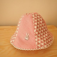 北歐風粉色兔子刺繡 雙面防風防曬帽子 適合嬰兒小孩成人