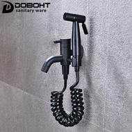 DOBOHT 2 Functions Bathroom 3 in 1Brass Tap with Stainless Steel Bidet Spray Toilet Bidet Rinse Set and 2m PVC Hose.SET-SS017-BL
