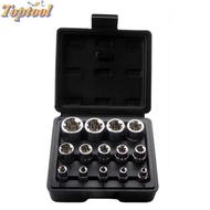 TOPTOOL 14PCS/Set Hexagon Socket Nut Socket, With Storage Box External Hex Wrench Head Star Socket S