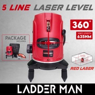 LADDERMAN LDM-5RED 5 Lines 6 Point Adjustable Laser Level 360° Rotary Indoor Outdoor Self Levelling 