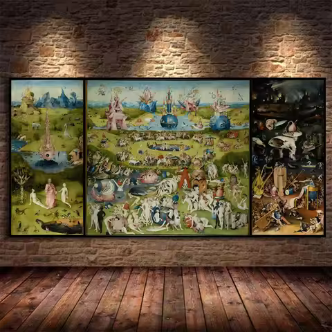Hieronymus Bosch《The Garden of Earthly Delights》Canvas Painting Poster Print Wall Art Picture for Li