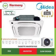 (NEW) MIDEA 3.0HP / 4.0HP Ceiling Cassette Air Conditioner Inverter R32 Slim Design Air Cond MCX-30CRFNX / MCX-36CRFNX