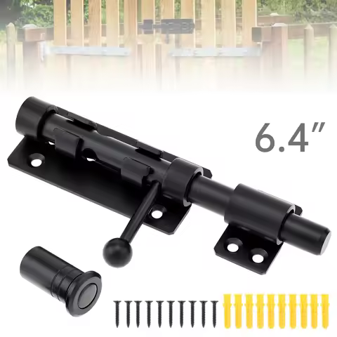 6.4 Inch Solid Barrel Bolt Latch 304 Stainless Steel Heavy Duty Door Lock for Fence Yard Garden Shed