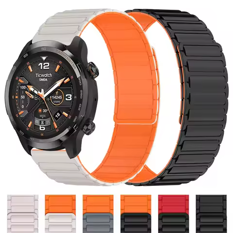 Magnetic Silicone Soft Strap For TicWatch S2 E2 GTH 2 Pro 3 Ultra LTE Bracelet TicWatch GTW GTX Pro 
