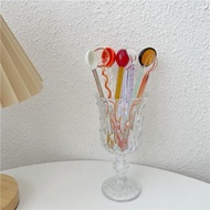 yowoyowoo 自制夏日彩色玻璃螺旋勺子咖啡勺牛奶攪拌棒創意甜品勺