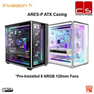 Invasion ARES-P Premium ATX Frame Superior Vision PC Case (With 8ARGB Fans) AEROVIS Fans