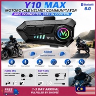 （🔥MY stock🔥）Y10 Pro Motorcycle Helmet Intercom One-Click Voice Assistant Px6 Waterproof 2 Riders Ste