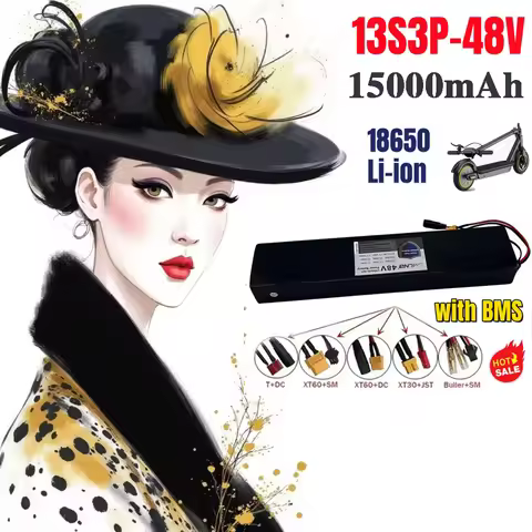 🎊🎊 13S3P Li-ion Battery Pack 48V 15Ah 18650 Lithium Battery XT60/DC for Scooters And Bicycles 13S3P 