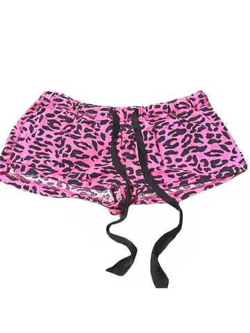 Women Y2K Summer Streetwear Gyaru Goth Leopard Print Graphic Acubi Shorts Button Low Rise Short Spic