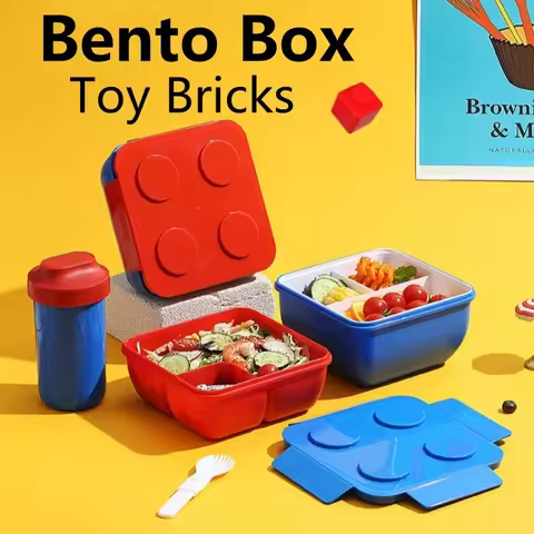 Lunch Box DIY Building Block Portable Modular for Children Student Outdoor Picnic Bento Food Storage