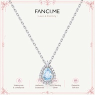 FANCIME Ocean Eye Birthstone Silver Drop Necklace in Aquamarine