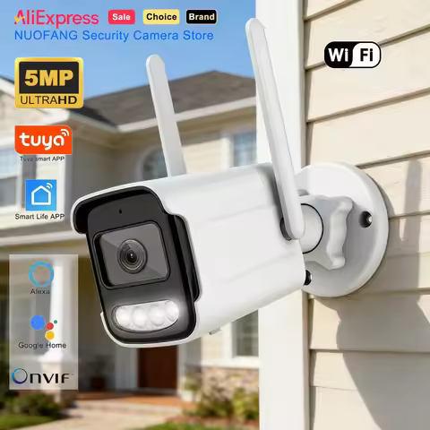 Tuya 5MP AI Human Detection Bullet Camera - Outdoor WiFi IP Security Cam with IP66 Waterproof, CCTV 