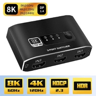 HDMI 2.1 Switch 3 in 1 HDMI KVM Switcher 8K 60Hz 4K 120Hz 1080P 240HZ Dolby Vision HDCP2.3 HDR10 Xbox PS4 PS5 TV Laptop Computer