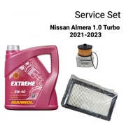 Nissan Almera 1.0 Turbo2021-23 Service Set (Mannol 5W40-4L Engine Oil +Oil Filter 15209-00Q0F +Air F