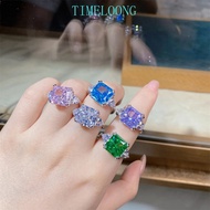 8 Colors 5 CT Crushed Ice Cut High Carbon Diamond Party Ring For Women 925 Silver Jewelry