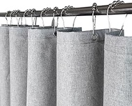 YISURE Grey Cotton Shower Curtain 72x84 Inch, Extra Long Fabric Shower Curtain for Bathroom Hotel Lu