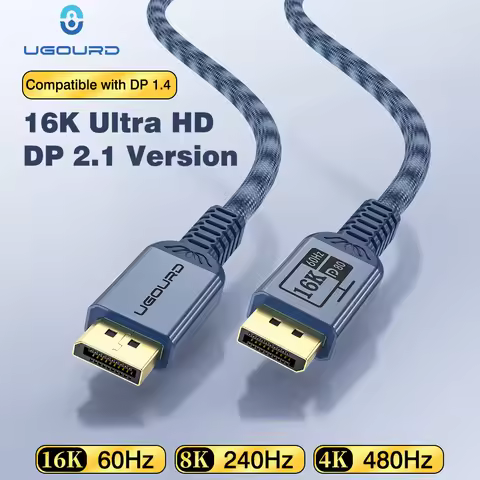 UGOURD DisplayPort 2.1 Cable DP80 80Gbps Wire 16K 60Hz 8K 240Hz 4K 480Hz Nylon Braided DP2.1 Cable 1