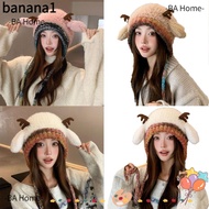 BANA Knitted Deer Antler Hat, Plush Fur Windproof Deer Storage Hat, Ear Protection Warm Adjustable E
