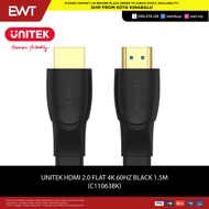 UNITEK HDMI 2.0 FLAT 4K 60HZ BLACK 1.5M (C11063BK