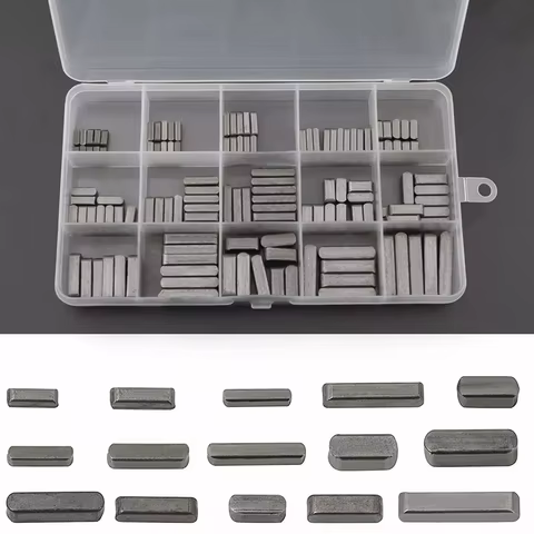 Steel Machine Keyway Assortment, 140PCS 8-30mm Parallel Drive Shaft Key Round Ended Key for Shaft Ty