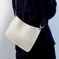 【 栃木皮革 隨身小包 - 市松 - 】 白色 限定色 皮革 包包 側背包 斜背包 格紋 HG07K