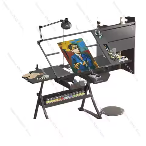Adjustable Glass-Top Drawing Desk Creative Studio Work Table,Suitable Art Sketching,Drafting,Compute