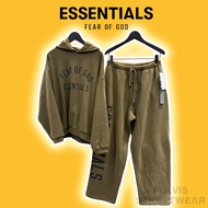 ️[Mirror Quality] - Fear of God ESSENTIALS Heavy Fleece ''STATE'' OLIVE SS24 Hoodie Set, Men's Strai