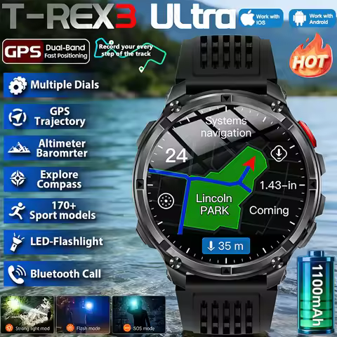 2026 New T-Rex3 Ultra 1100mAh Super Capacity Battery Adult Men Smart Watch 1.7" Large Screen Call 5A