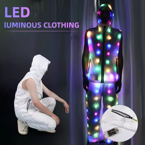 Glow Dancing Costume Halloween Rave Jacket Led Light Waterproof Clothes Cool Night Run Props Adult K