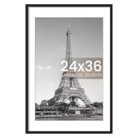 24x36 Poster Frame, Display Pictures 20x30 with Mat or 24 x 36 Without, Wall Hanging Picture Frames,