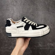 🤩必備爆款解構帆布鞋🤩 xVESSEL G.O.P. LOWS Classic Black&White | 吳建豪同款毛邊做舊乞丐鞋 | 厚底增高顯瘦不笨重 | 男女情侶百搭休閒硫化鞋|