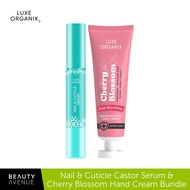 Luxe Organix Nail Cuticle Castor Serum with Cherry Blossom Hand Cream Bundle