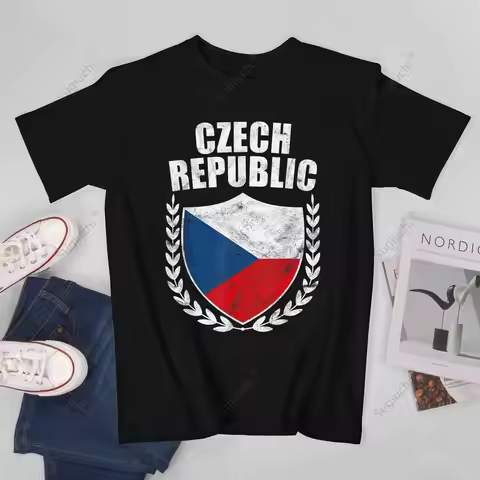 Unisex Men Czech Republic Shield Tshirt Tees T Shirts Women Boys 100% Cotton T-Shirt