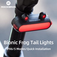 ROCKBROS จักรยานไฟท้าย IPX6จักรยานไฟท้าย LED ประเภท-C ชาร์จ5โหมดเตือนความปลอดภัยขี่จักรยานไฟท้ายด้านหลังจักรยานโคมไฟ