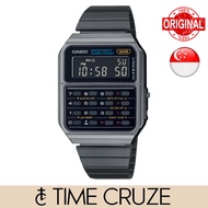 [Time Cruze] Casio CA-500 Calculator Dual Time Adjustable Stainless Steel Unisex Watch CA-500WEGG-1B