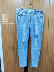 iJeans 涼感薄款割破刷色高彈小腳褲牛仔褲 大尺碼