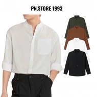 Men's Chinese Collar Shirt PN.Store1993 Loose Form Long Sleeve Basic Style Korean Fashion