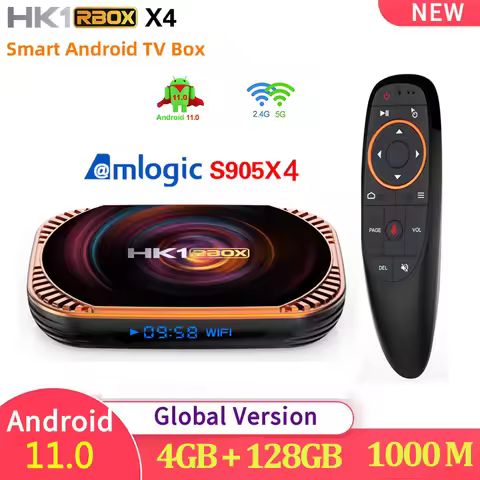 HK1 RBOX X4 Android 11 Amlogic S905X4 Smart TV BOX 1000M 4K 8K 4G 32G 64G 128G AV1 2.4G/5G Dual Wifi