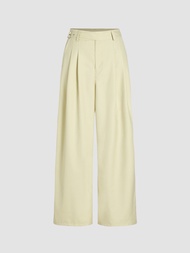 Cider Solid Pleated Wide Leg Trousers