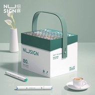 热卖推荐！现货！得力纽赛80色双头酒精性马克笔儿童不透色彩笔手绘diy水彩笔无毒Delinius 80 Color Two-Headed Alcoholic Marker