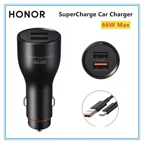 Huawei Honor SuperCharge Car Charger 66W Max Dual USB QC2.0 FCP SCP Fast Charge Universal Compatibil