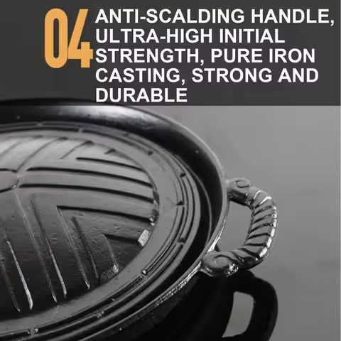 Grill Pan Cast Iron Steak Pan for Outdoor Grill Non-Stick Barbecue Griddle Grilling Frying Plate for