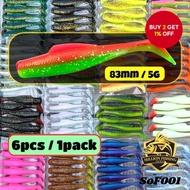 Soft Plastic Lure 6pc Killer Soft Bait Zman Fishing Lures T Tail Umpan SP Casting Haruan Umpan Plast