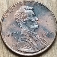 one cent 1999 Lincoln Amerika koin error (E1)