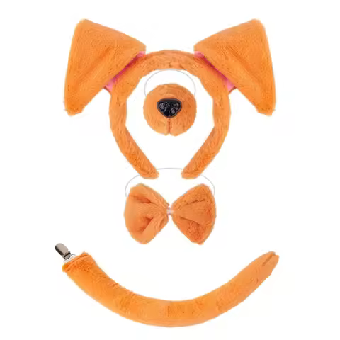 652F 1/4/5 Pcs Dog Costumes Set Dog Ears Headband Tail Tutu Skirt for Kids Girls Halloween Christmas