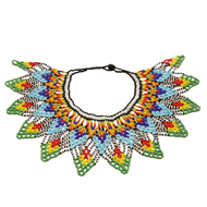 Ethnic Style Bead Chunky Necklace Bohemian Multicolor Woven Choker Necklace Classic Handmade Mesh Bi