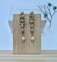 Chanel 鈕扣 老件新作 金色CC Logo 垂墜耳環Reworked