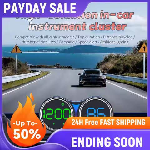 GPS Dual HUD Display 4 Inch KM MPH Switch Overspeed Alert Mileage Night Driving USB Car